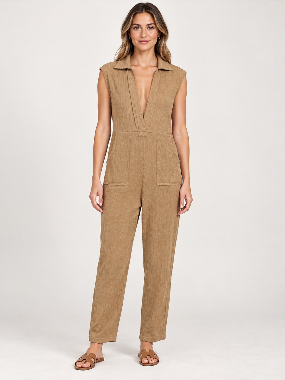 FP Beach Textured Jumpsuit in Brown Size XS